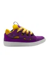 Lanvin Perforated Design Light Suede Sneakers In Purple