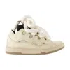Lanvin Beige Curb Leather With Snake Laces Sneakers In Neutral