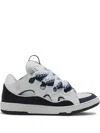 Lanvin White And Navy Blue Curb Sneakers In White