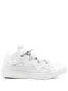 Lanvin Unisex Leather Curb Sneakers With Glitter Effect In White