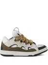 Lanvin Curb Sneakers In Grey Suede And Leather In White