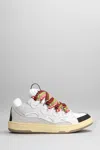 Lanvin Curb Sneakers In Leather And Suede With Multicolor Laces In White