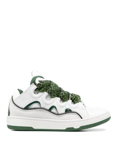 Lanvin Curb Panelled Lace-up Sneakers In White