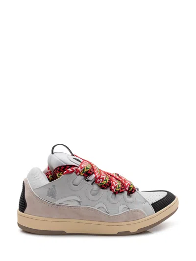 Lanvin Curb Sneakers With Multicolored Accents In White