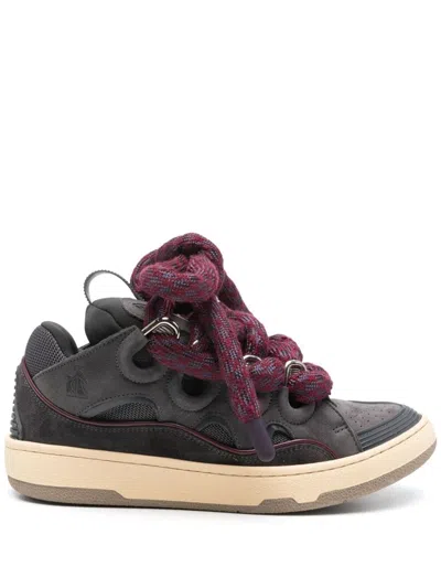 Lanvin Sneakers Curb En Cuir Lacets Snake Pour Femme In Gray