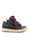 Lanvin Curb Sneakers In Leather With Snake Laces In Grey