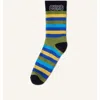 Lanvin Striped Curb-lettering Socks In Multi