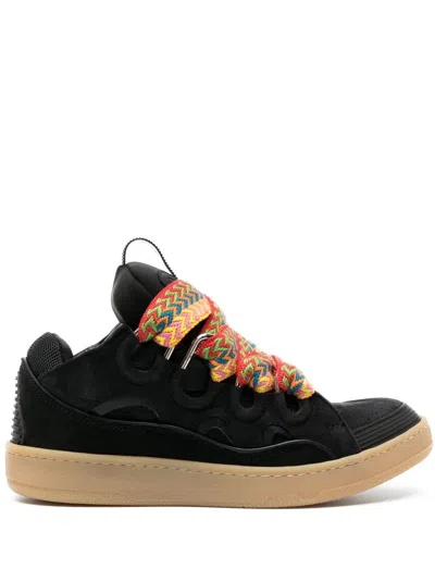 LANVIN CURB SUEDE SNEAKERS - MEN'S - FABRIC/CALF LEATHER/CALF LEATHERRUBBER,FMSKRK11DRA2A2020033163