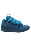 Lanvin Curb Suede Sneakers Petrol Blue Color