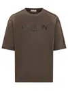 Lanvin Logo T-shirt With Curb Branded Stripes In Brown