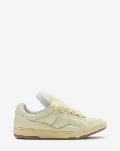 Lanvin Curb Xl Leather Sneakers For Men In Chamomile