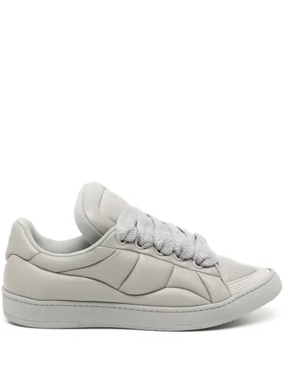 Lanvin Curb Xl Leather Sneakers In Grey
