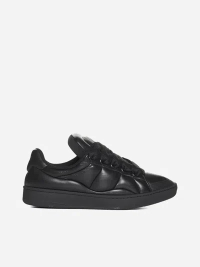 Lanvin Curb Xl Low-top Leather Sneakers In Black