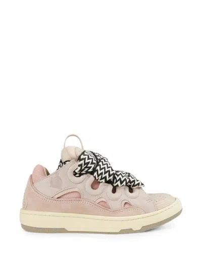 Lanvin Curb Zigzag-lace Sneakers In Pink