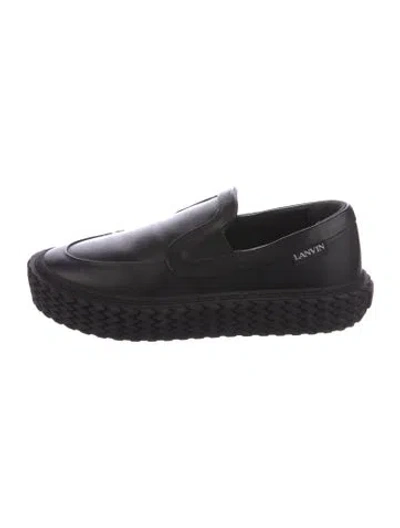 Pre-owned Lanvin Curbies Leather Drivers In Black
