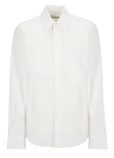 Lanvin Curved Hem Long-sleeved Shirt In White