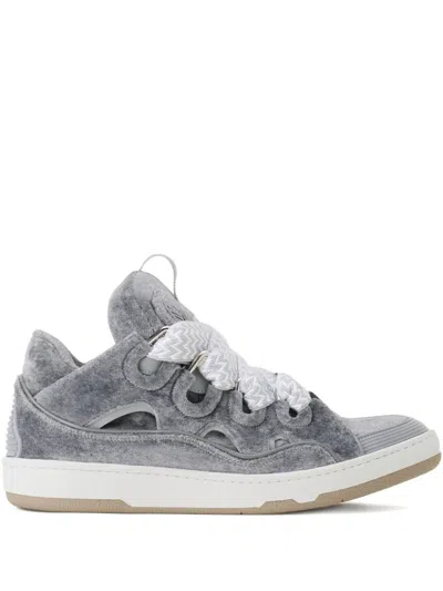 Lanvin Grey Cut-out Detail Sneakers In Gray