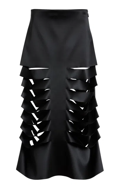 Lanvin Cut-out-detail Midi Skirt In Black