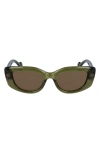 Lanvin Daisy 50mm Rectangle Sunglasses In Khaki