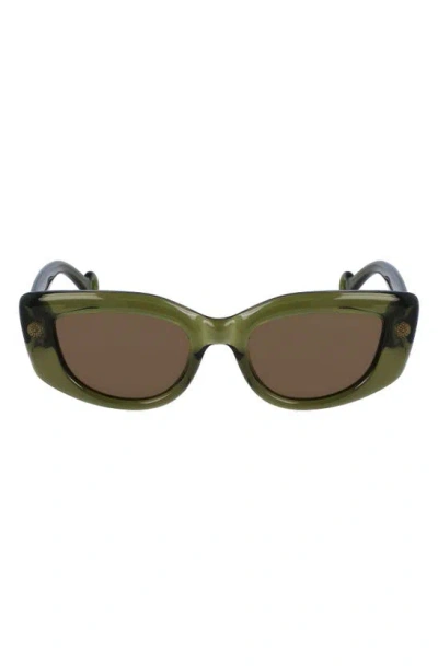 Lanvin Daisy 50mm Rectangle Sunglasses In Khaki
