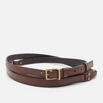 Pre-owned Lanvin Dark Brown Leather Double Waist Buckle Belt