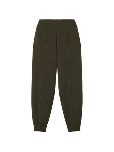 Lanvin Dark Green Knitted Wool Pants With Relaxed Fit In Black