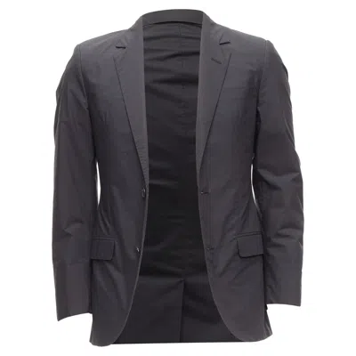 Lanvin Dark Grey Cotton Blend Nylon Minimal Single Breast Suit Blazer Eu44 Xs In Gray