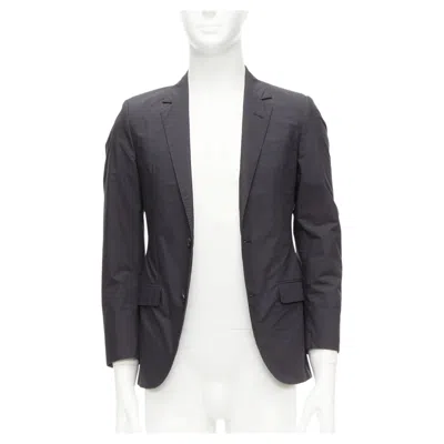 Pre-owned Lanvin Dark Grey Cotton Blend Nylon Minimal Single Breast Suit Blazer Eu44 Xs In Gray