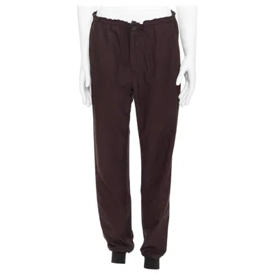 Pre-owned Lanvin Dark Purple Plum Drawstring Waist Tapered Jogger Pants Fr46 S