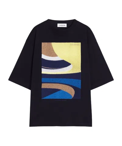 Lanvin Daunou-embroidery Cotton T-shirt In Black