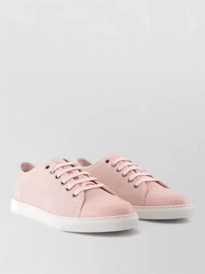 Lanvin Dbb1 Lace Up Leather Sneakers Low Top In Pink