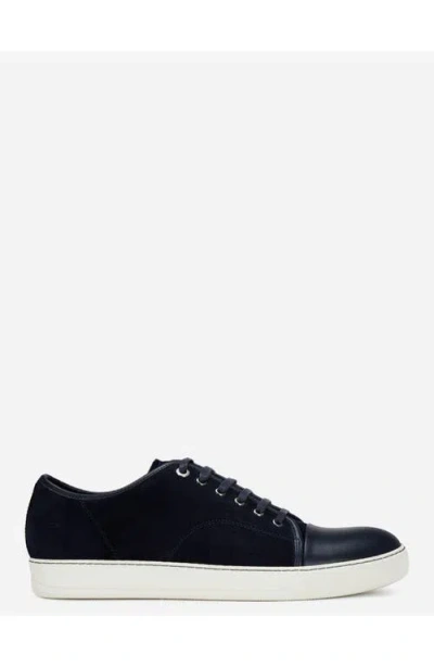Lanvin Dbb1 Leather And Suede Sneakers In Navy Blue