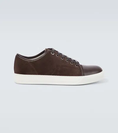 Lanvin Dbb1 Leather-trimmed Suede Sneakers In Dark Brown