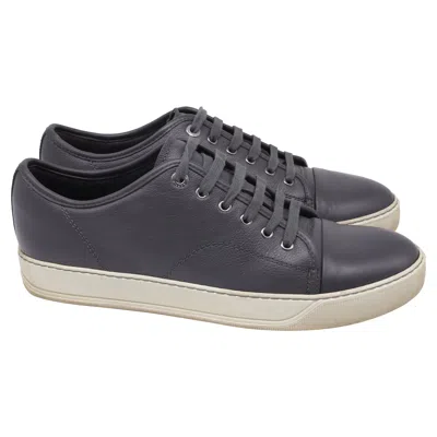 Lanvin Dbb1 Low-top Sneakers In Grey Calfskin Leather In Blue