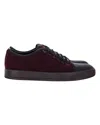 Lanvin Dbb1 Matte Cap Toe Low Top Sneaker In Burgundy Suede In Red
