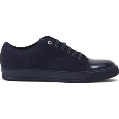 Lanvin Dbb1 Patent Leather And Suede Sneakers In Blue