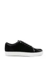 Lanvin Low-top Sneakers With Glossy Patent Toe Cap And Suede Upper In Black