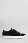 Lanvin Panelled Patent-leather And Velvet Low-top Trainers In Black