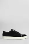 Lanvin Panelled Patent-leather And Velvet Low-top Trainers In Black