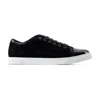Lanvin Calf Suede Sneakers Metal Eyelet In Black