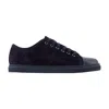 Lanvin Suede Leather Cap-toe Sneakers In Black