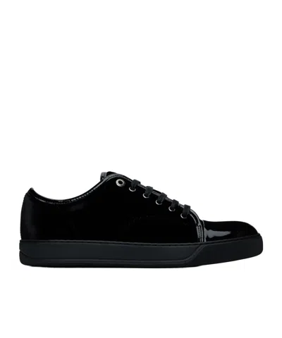 Lanvin Suede And Leather Cap-toe Sneakers In Black