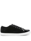 Lanvin Calf Suede Sneakers Metal Eyelet In Black
