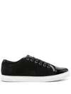 Lanvin Calf Suede Sneakers Metal Eyelet In Black
