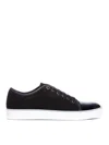 Lanvin Low-top Sneakers With Glossy Patent Toe Cap And Suede Upper In Black