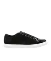 Lanvin Calf Suede Sneakers Metal Eyelet In Black