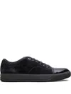 Lanvin Dbb1 Matte Cap Toe Low Top Sneaker In Burgundy Suede In Grey