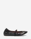Lanvin Leather Mary Jane Ballerina Shoes In Black