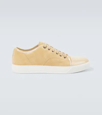 Lanvin Dbb1 Suede And Patent Leather Sneakers In Beige