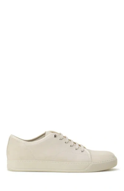 Lanvin Dbb1 Suede Low Top Trainers With Patent Leather Toe In Neutral